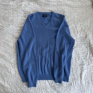 Blue mens vneck cashmere sweater